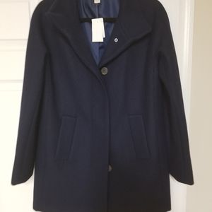 J.Crew Navy Blue Wool Blend Coat